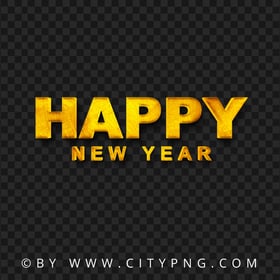 Happy New Year Yellow Gold Text Logo FREE PNG