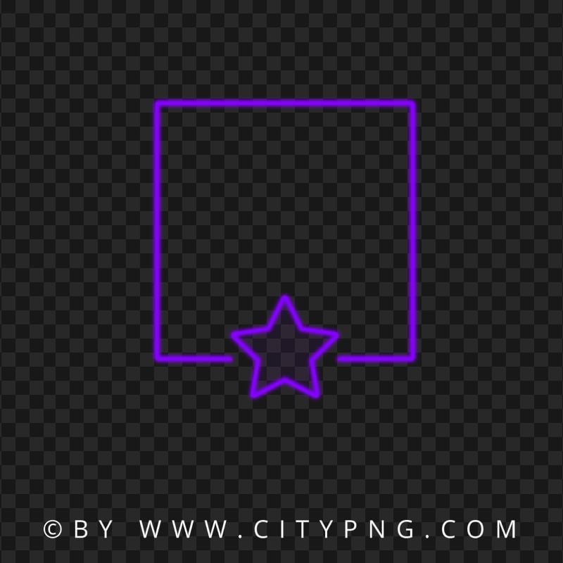 HD Purple Neon Frame With Star Shape Transparent PNG