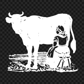 HD Milking Cow White Silhouette PNG