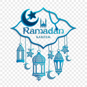 Blue Ramadan Kareem Moon Lights Lanterns Design