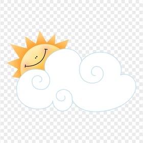 Cartoon Clipart Cloud & Smiling Sun PNG