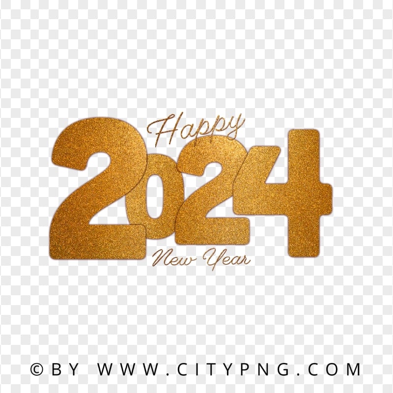 2024 Happy New Year Beautiful Glitter Effect FREE PNG Citypng