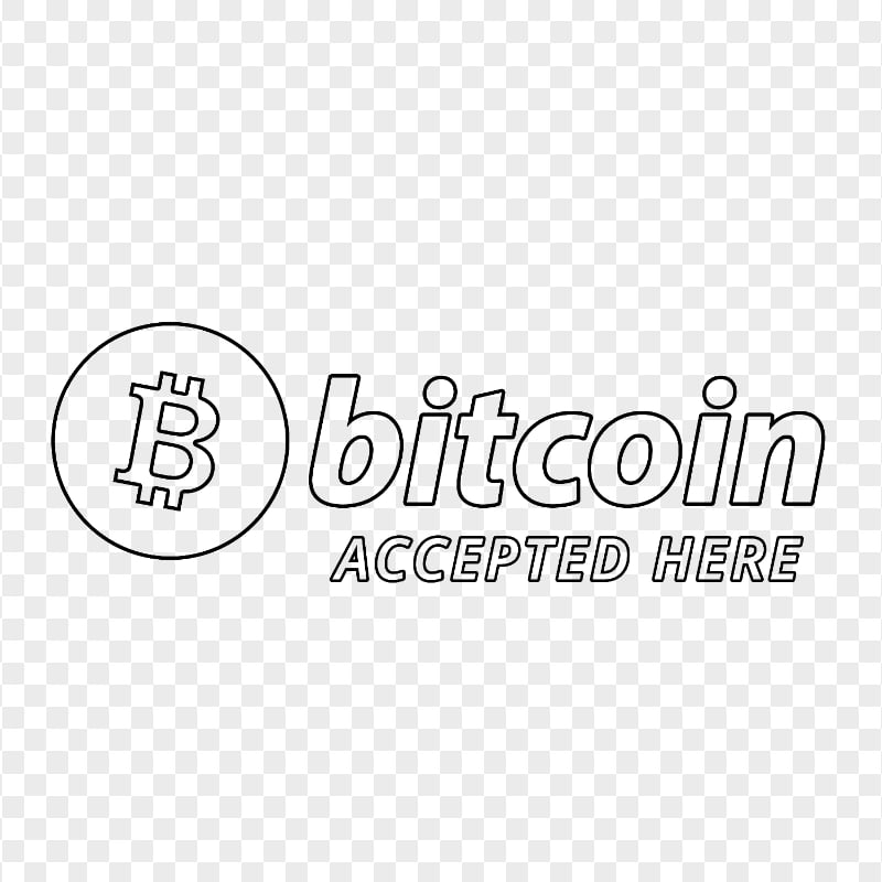 HD Bitcoin Accepted Here Black Outline Logo Sign PNG