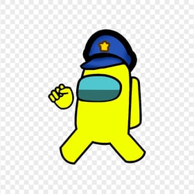 HD Yellow Among Us Character With Police Hat PNG