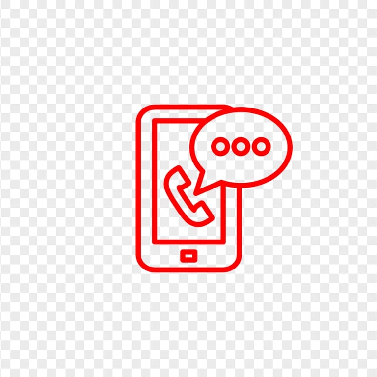 HD Red Outline Connected Cell Phone Icon Transparent PNG