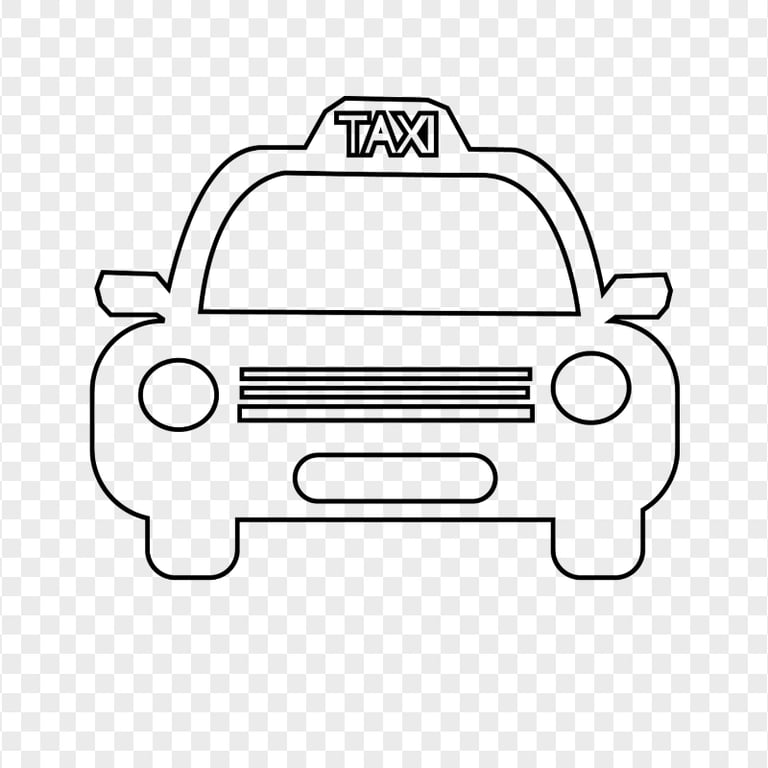 Outline Taxi Cab Car Front View