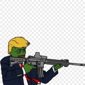 Pepe Frog Donald Trump Face Hold Weapon Vector