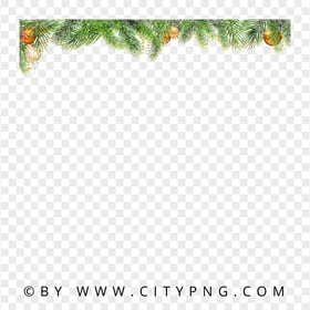 Christmas Decorated Snowy Pine Branches Border PNG