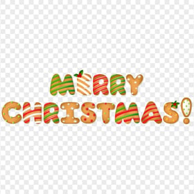 HD Merry Christmas Words Gingerbread Style PNG