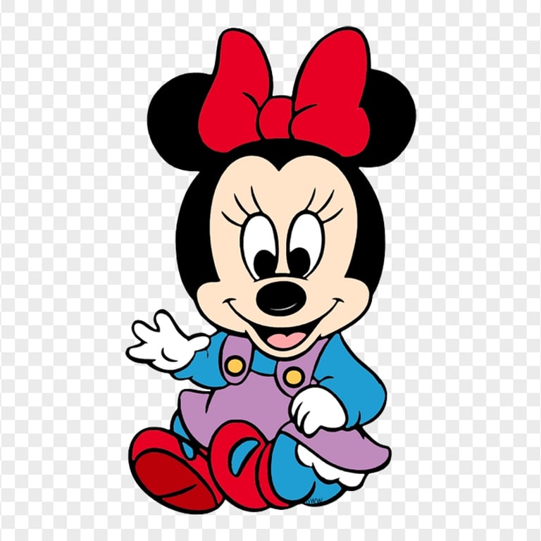 Cute Minnie Mouse Baby Sitting Down Transparent PNG