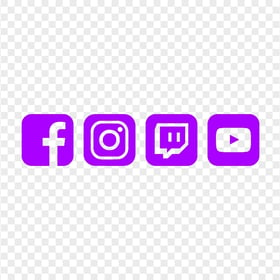 HD Purple Facebook Instagram Twitch Youtube Square Icons PNG