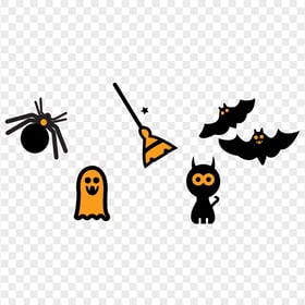 Halloween Black & Orange Clipart Icons PNG