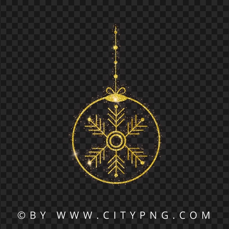 HD Gold Glitter Snowflake Ornament Ball Transparent PNG