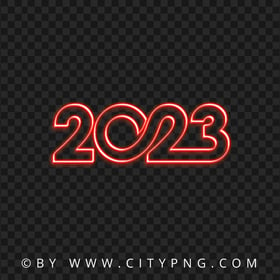Glowing Neon Red 2023 Text Logo Numbers HD PNG