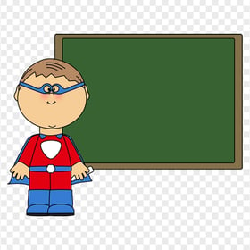 Superhero Cartoon Clipart Character With Chalkboard