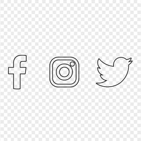 HD Facebook Instagram Twitter Black Outline Icons PNG