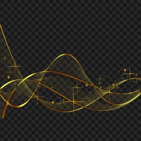 Gold Curved Lines With Stars Abstract PNG
