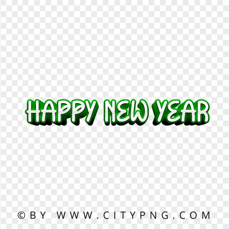 Happy New Year 3D Green Text PNG