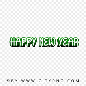 Happy New Year 3D Green Text PNG