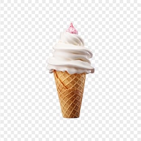 Vanilla Ice Cream in a Waffle Cone HD Transparent Background