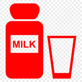 Red Milk Bottle With Glass Icon PNG