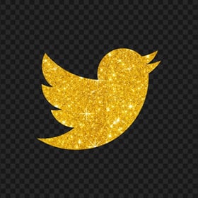 HD Gold Glitter Twitter Bird Logo Icon PNG