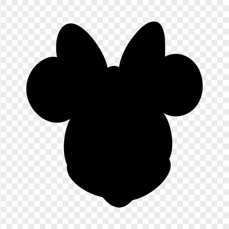 Minnie Mouse Face Head Black Silhouette PNG