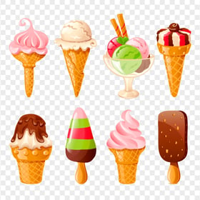 Cartoon Illustration Ice Cream Collection Image PNG
