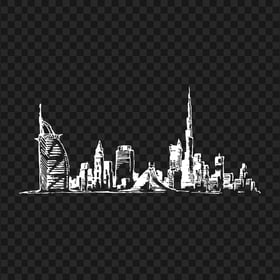 Dubai City Burj Khalifa White Sketch Silhouette HD PNG