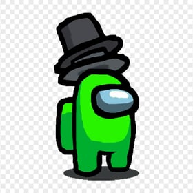 HD Lime Among Us Character With Double Top Hat PNG