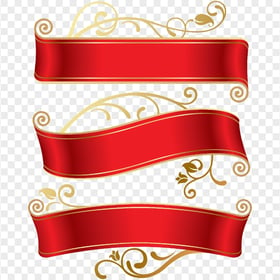 Collection Of Graphic Red & Gold Banner Ribbon