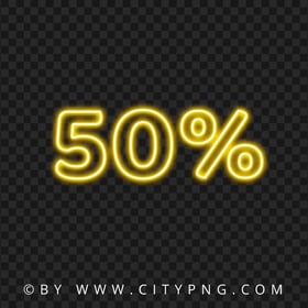 50% Percent Yellow Glowing Neon Image PNG