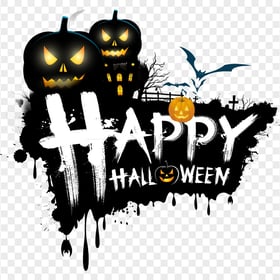 Happy Halloween Logo Illustration Pumpkins Bats