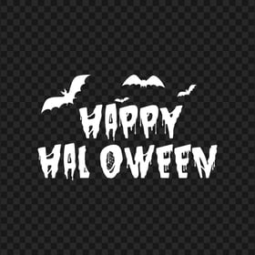 HD Creative Happy Halloween White Text With Bats Silhouette PNG