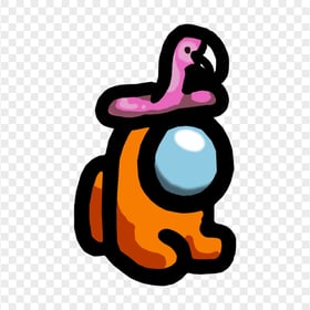 HD Orange Among Us Mini Crewmate Character Baby With Flamingo Hat PNG