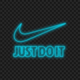 HD Nike Just Do It Neon Blue Outline With Tick Logo PNG