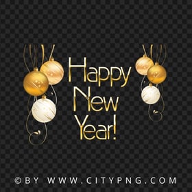 Gold Happy New Year Illustration Transparent Background