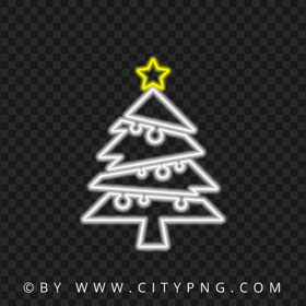 HD Neon White Christmas Tree With Yellow Star On Top PNG