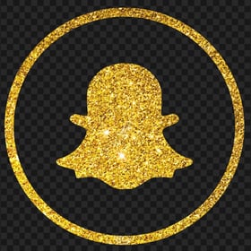 Yellow Golden Glitter Round Outline Snapchat Logo Icon PNG