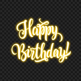 HD Happy Birthday Yellow Neon Text PNG