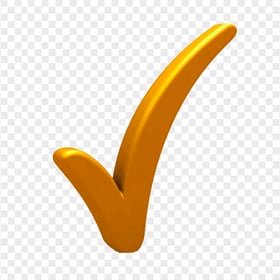 Tick Check Correct True Done Mark 3D Orange Icon PNG