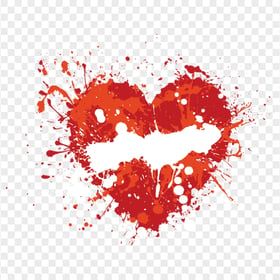 Red Paint Splash Heart Shaped PNG