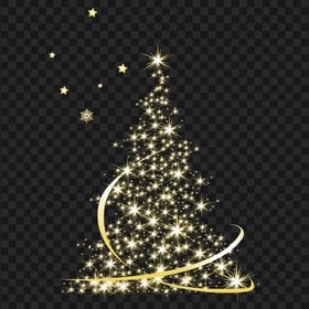 HD Golden Sparkle Christmas Tree PNG