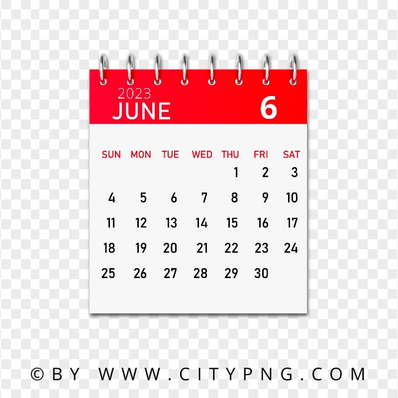 June 2023 Graphic Calendar Transparent Background