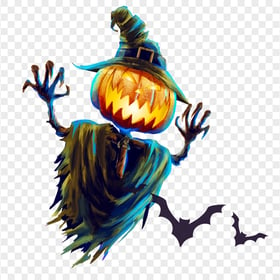 HD Watercolor Painting Halloween Scarecrow PNG