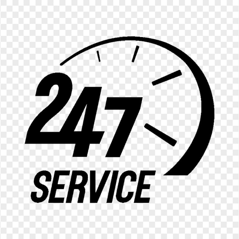 PNG Customer Service Support 24/7 Black Icon