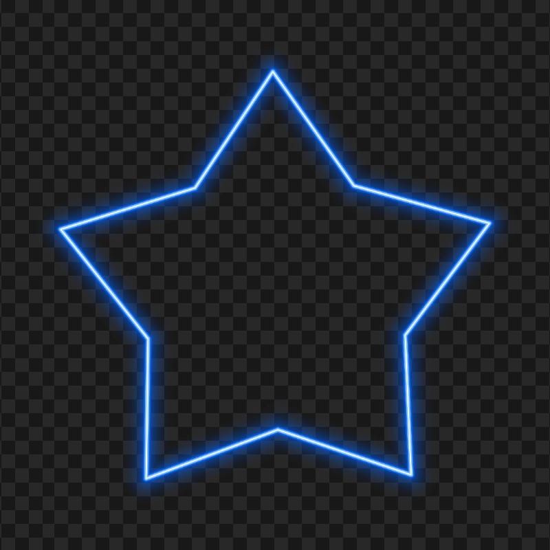 HD Glowing Neon Blue Star Transparent Background