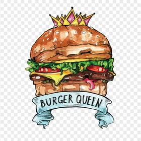 Watercolor Painting Burger Queen Illustration