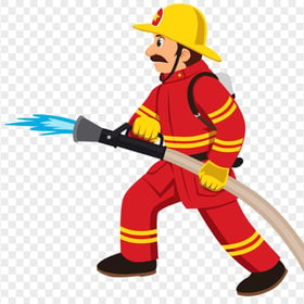 Firefighter Fireman Cartoon Character PNG