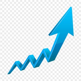 HD 3D Upward Growth Blue Arrow PNG